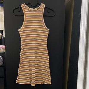 Billabong Tan and Cream Ribbed Halter Mini Dress